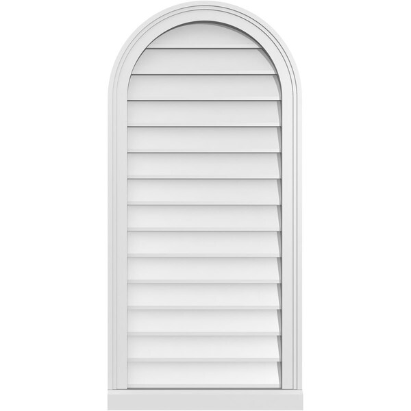 Ekena Millwork Round Top Surface Mount PVC Gable Vent w/ 2"W x 2"P Brickmould Sill Frame, 20"W x 42"H GVPRT20X4203SN - main